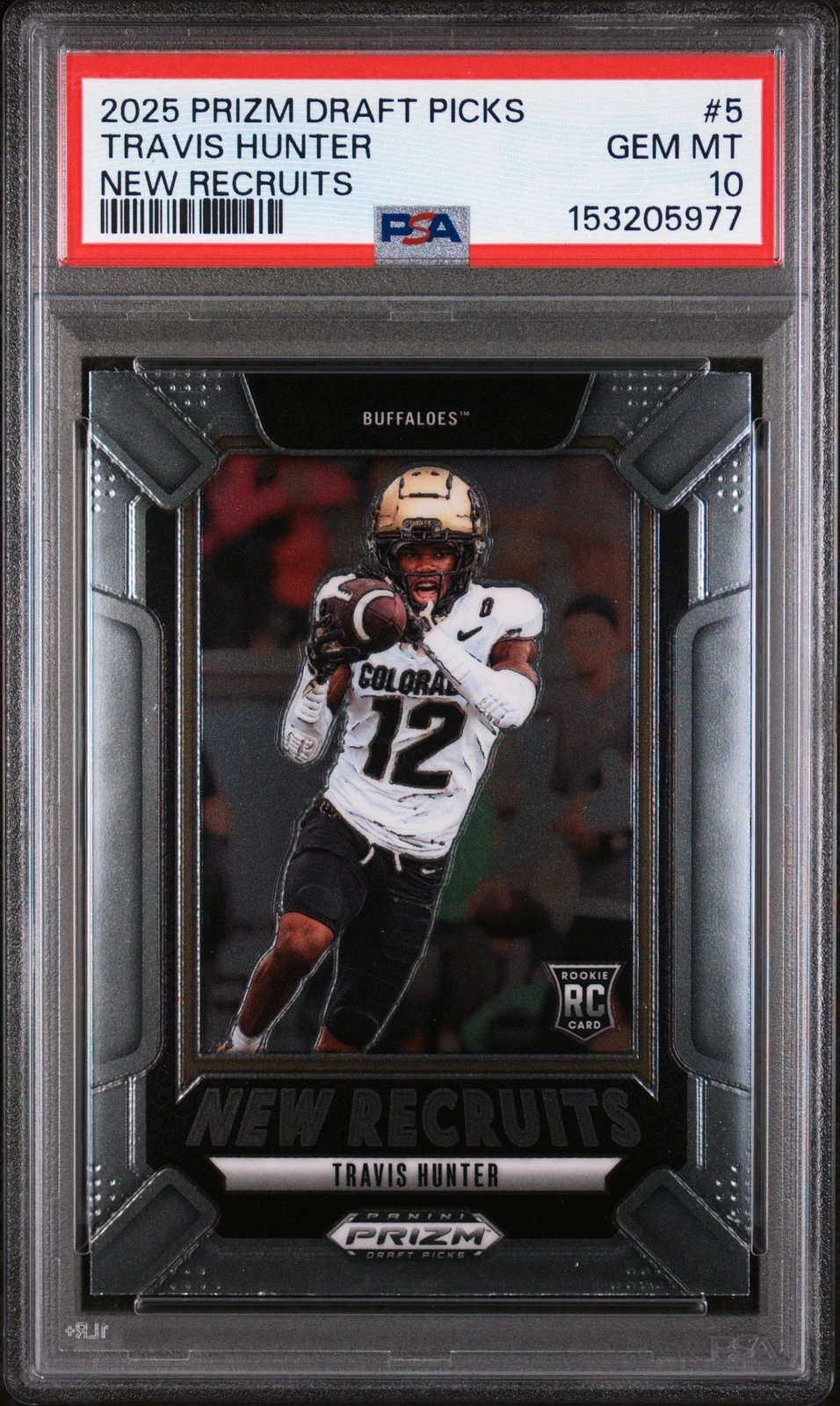 Graded 2025 Panini Prizm DP Travis Hunter #5 New Recruits RC Card PSA 10