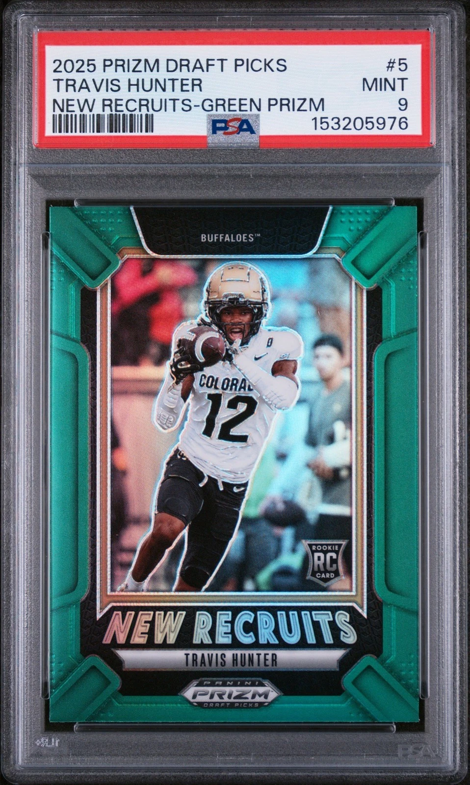 Graded 2025 Panini Prizm DP Travis Hunter #5 Green Rookie RC Card PSA 9