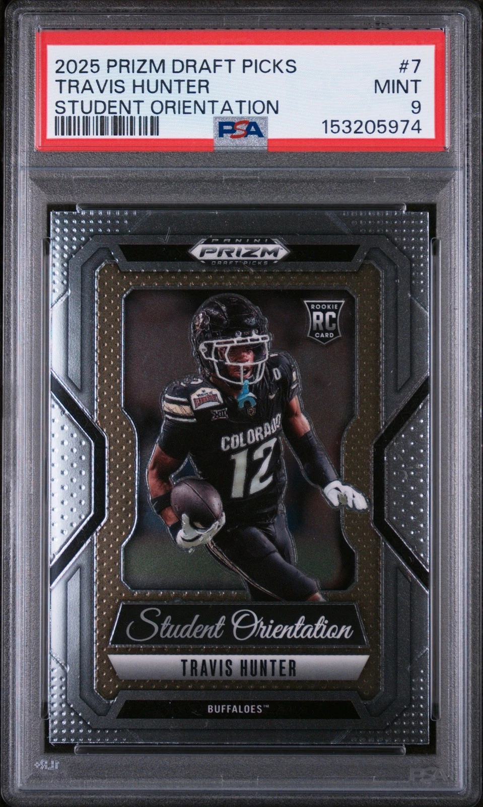 Graded 2025 Prizm DP Travis Hunter #7 Student Orientation Rookie Card PSA 9