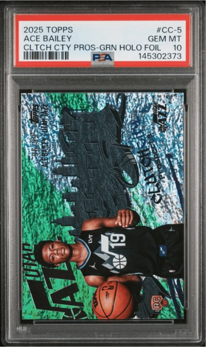 Graded 2025 Topps Ace Bailey #CC5 Green Holo Foil /99 Rookie Card PSA 10