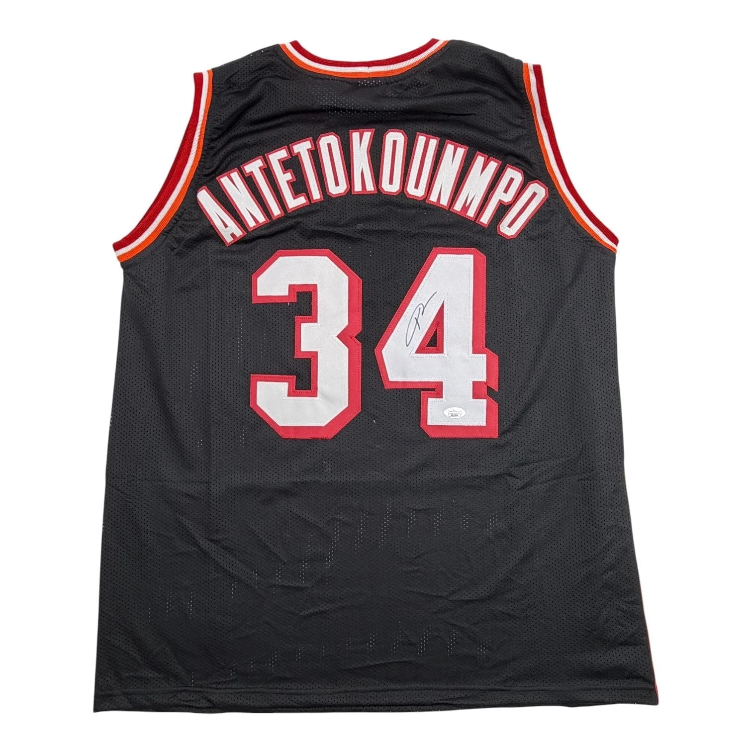 Autographed/Signed Giannis Antetokounmpo Miami Heat Black Jersey JSA COA