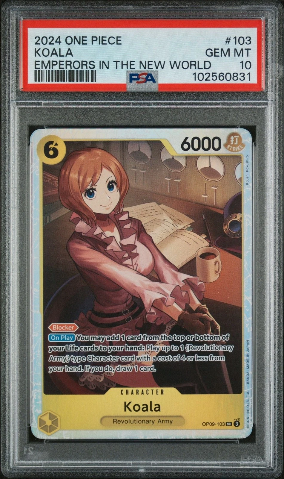 Graded 2024 One Piece Koala 103 Trading Card Game PSA 10 Gem Mint