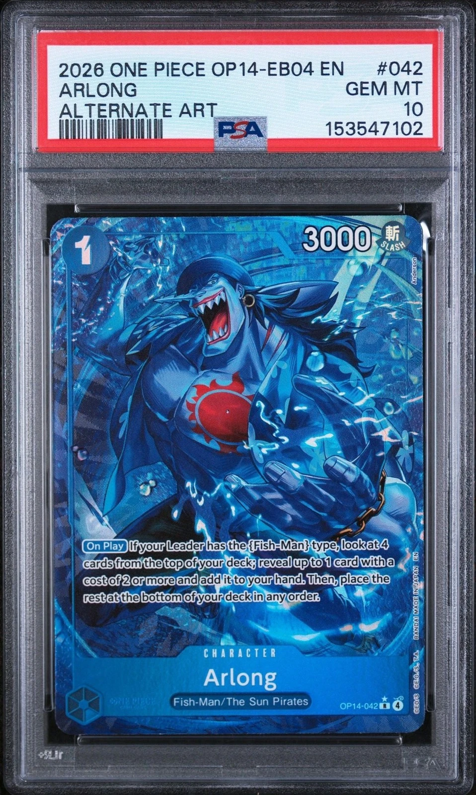 Graded 2026 One Piece Arlong 042 OP14 Trading Card Game PSA 10 Gem Mint
