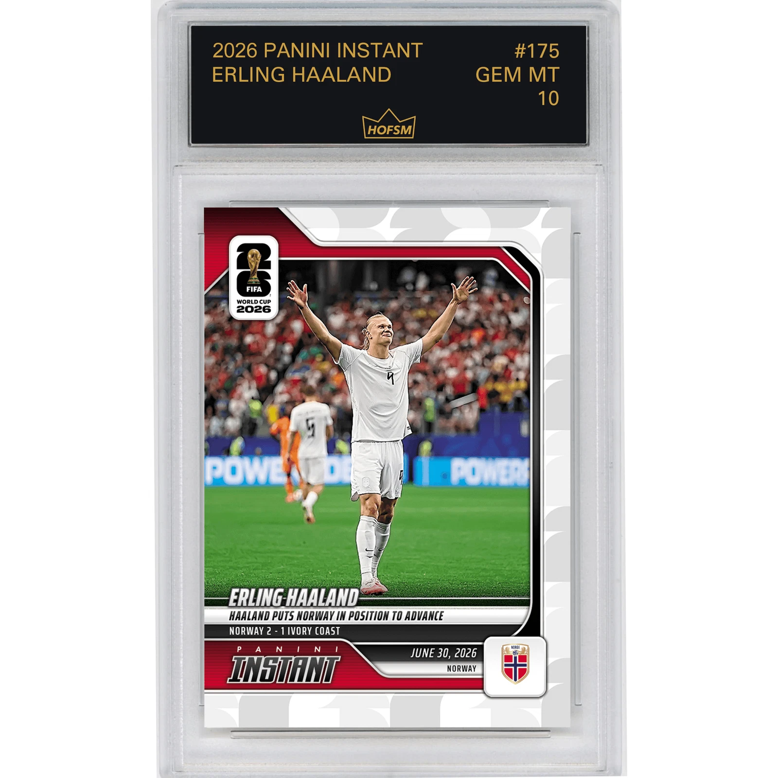 Graded 2026 Panini Instant W/C Erling Haaland #175 Soccer Card HOFSM 10