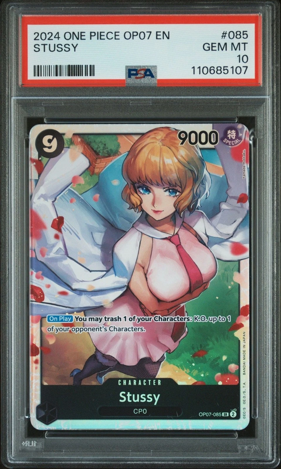 Graded 2024 One Piece Stussy 085 OP07 Trading Card Game PSA 10 Gem Mint