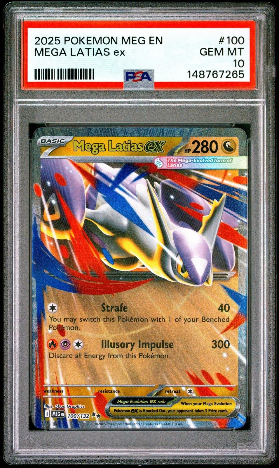 Graded 2025 Pokemon Mega Latias ex 100 Trading Card Game PSA 10 Gem Mint