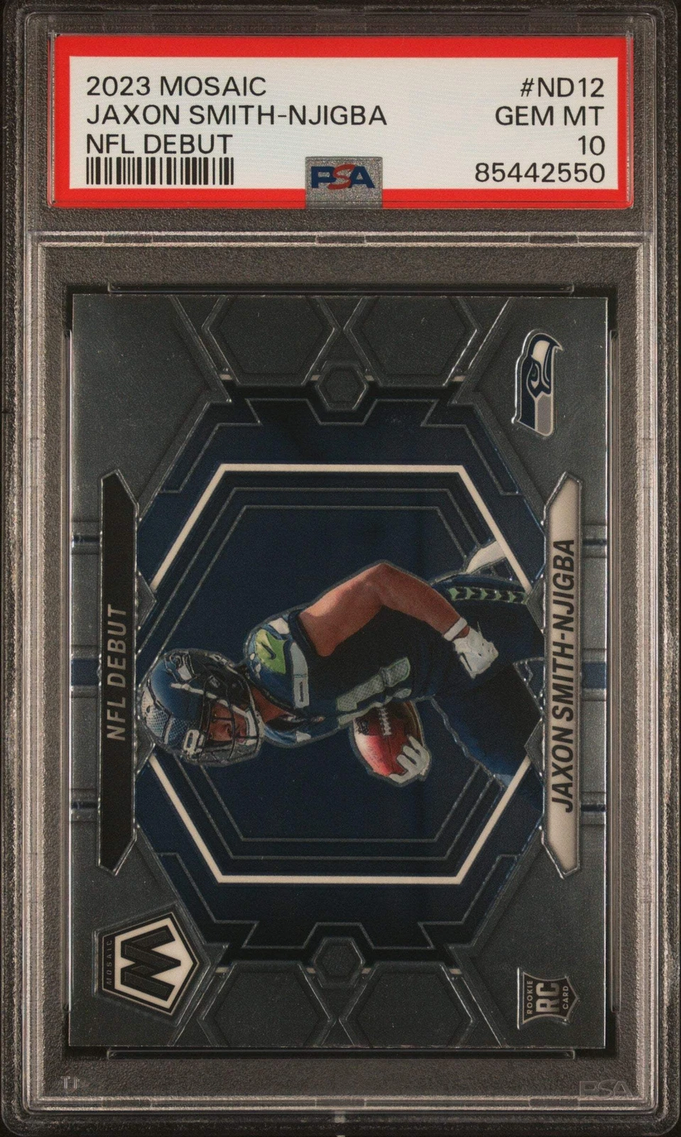 Graded 2023 Mosaic Jaxon Smith-Njigba #ND12 NFL Debut RC Football Card PSA 10