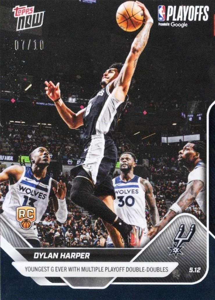 2025 Topps Now Dylan Harper #309 Black Foil /10 Rookie RC Basketball Card