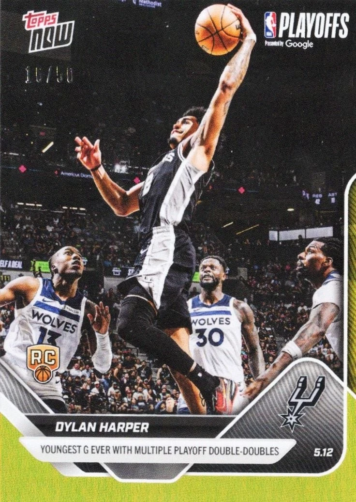 2025 Topps Now Dylan Harper #309 Gold Foil /50 Rookie RC Basketball Card