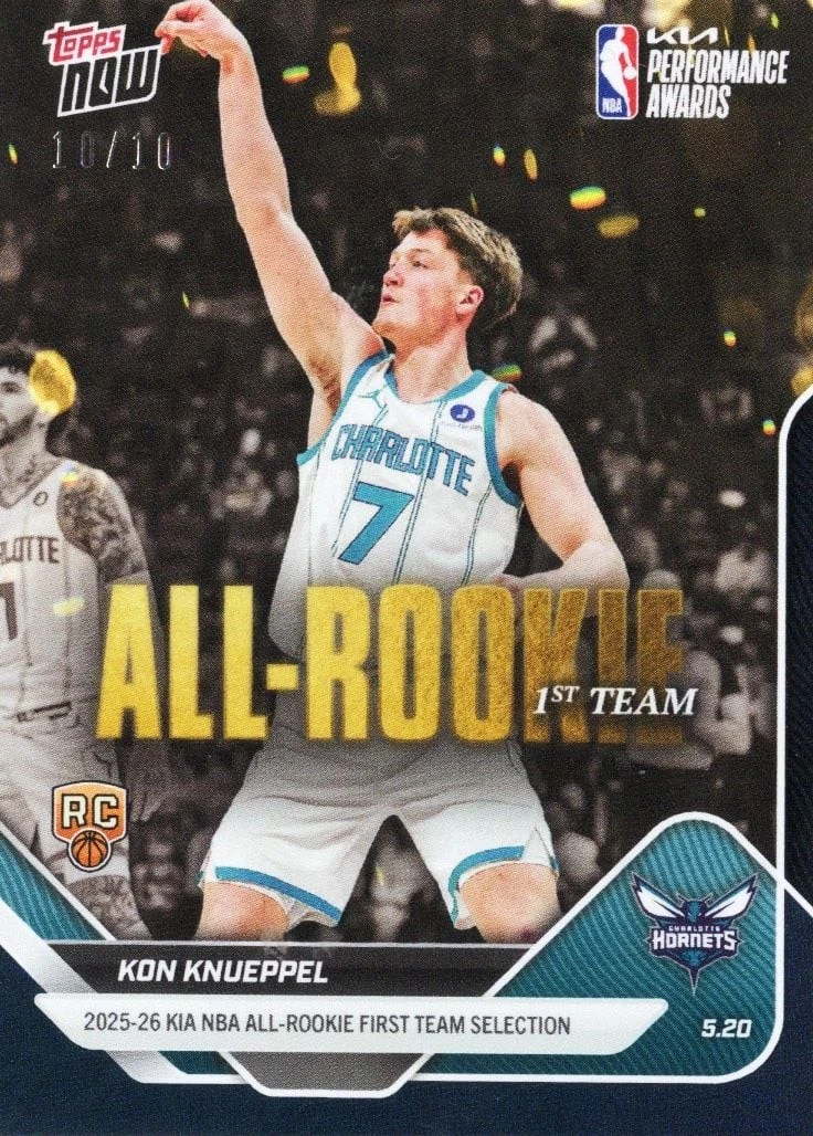 2025 Topps Now Kon Knueppel #AR02 Black Foil /10 Rookie RC Basketball Card