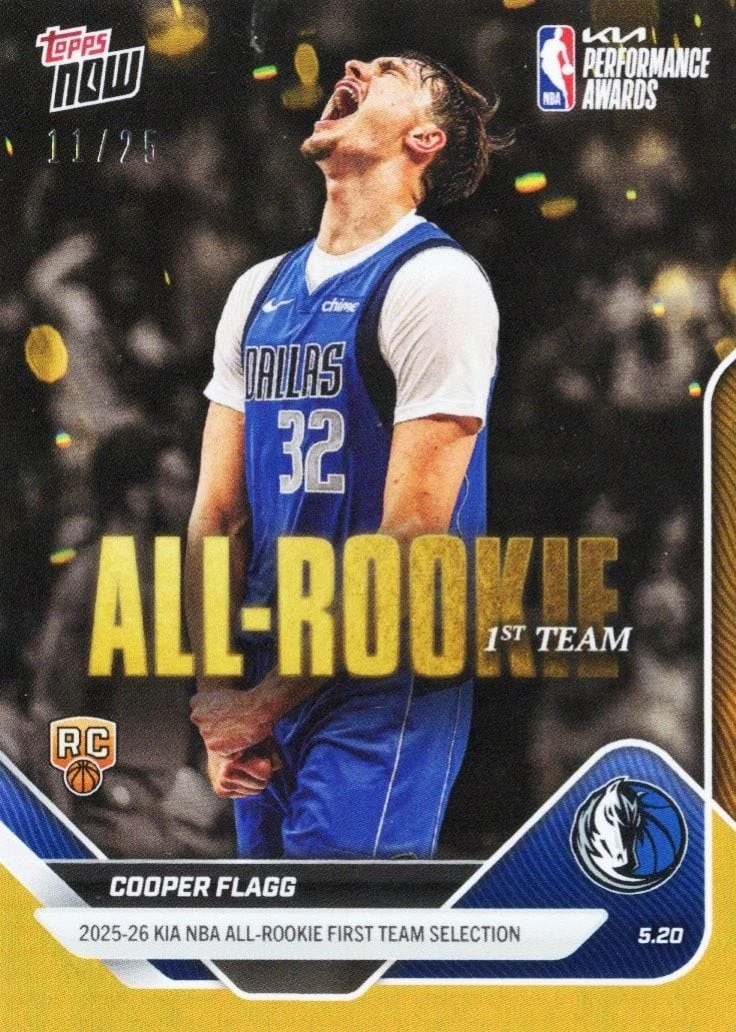 2025 Topps Now Cooper Flagg #AR01 Orange Foil /25 Rookie RC Basketball Card