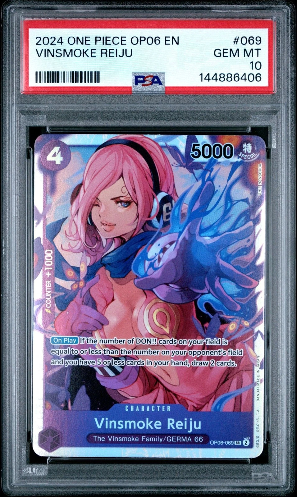Graded 2024 One Piece Vinsmoke Reiju #069 OP06 Trading Card PSA 10 Gem Mint