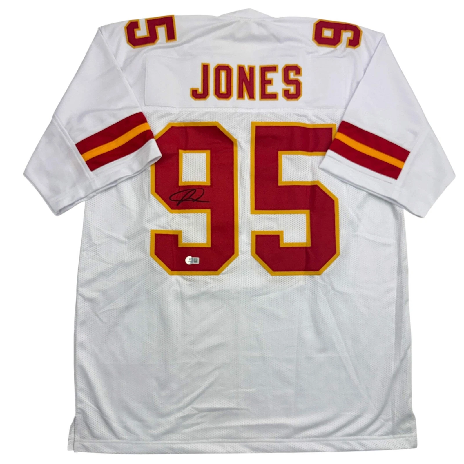 Autographed/Signed Chris Jones Kansas City White Football Jersey JSA COA