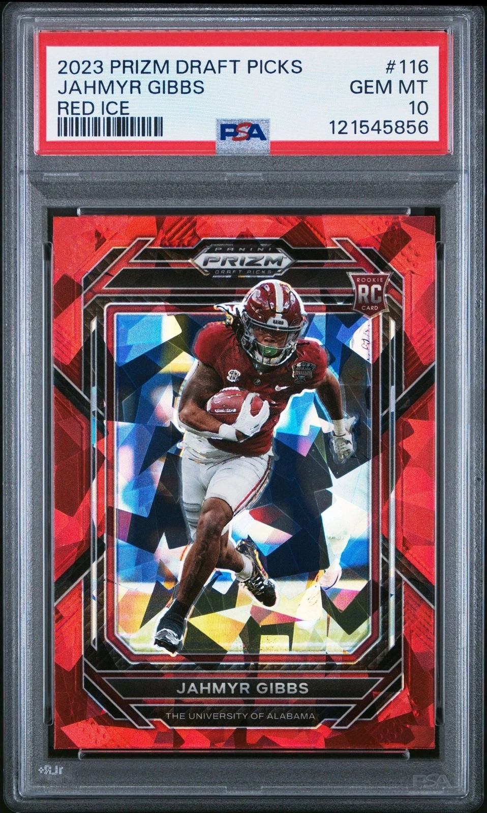 Graded 2023 Panini Prizm DP Jahmyr Gibbs #116 Red Ice Rookie RC Card PSA 10