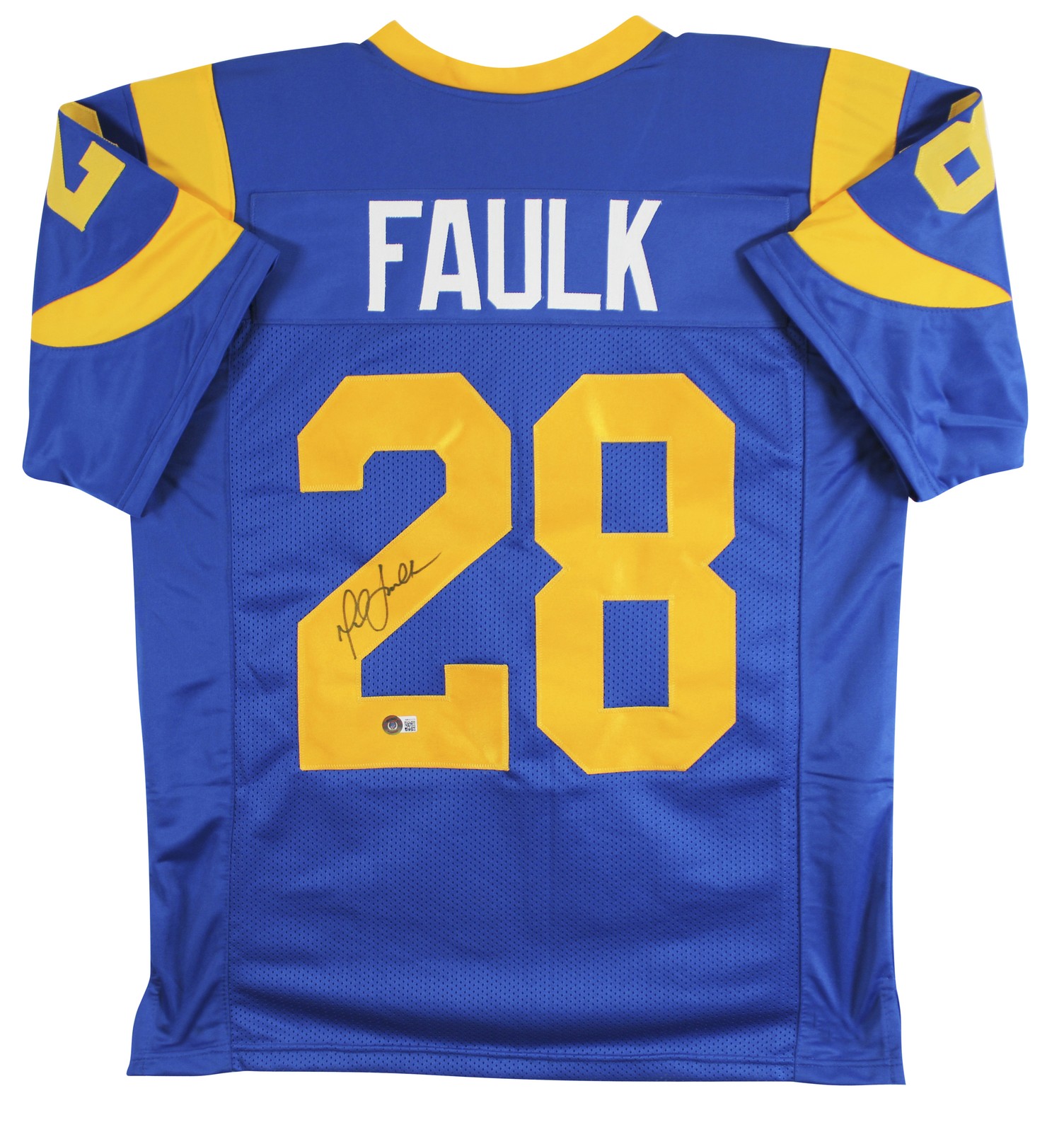Marshall Faulk Authentic Signed Blue Pro Style Jersey BAS Witnessed 3
