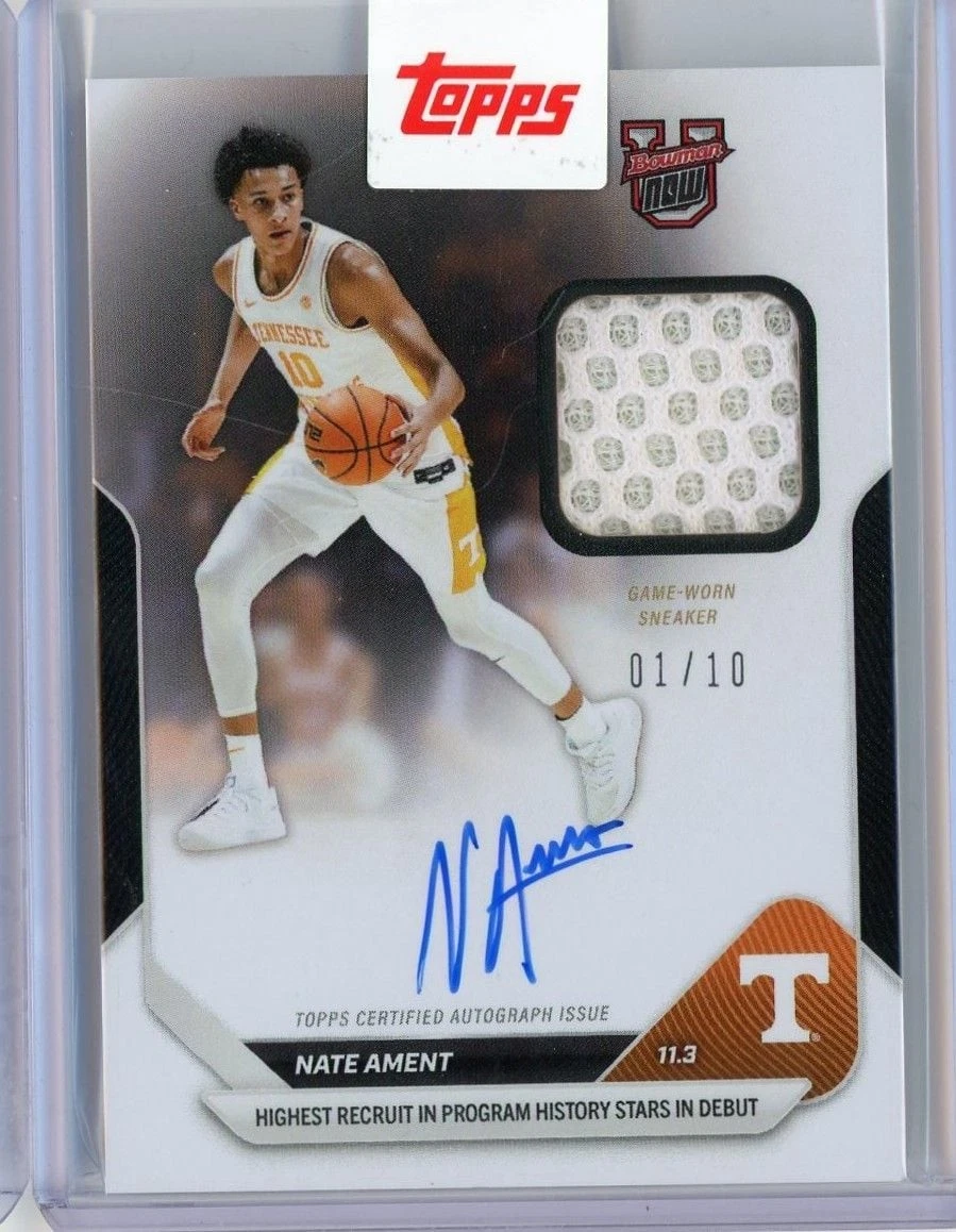 2025 Bowman U Now Nate Ament #3B Black Relic Auto /10 RC Basketball Card