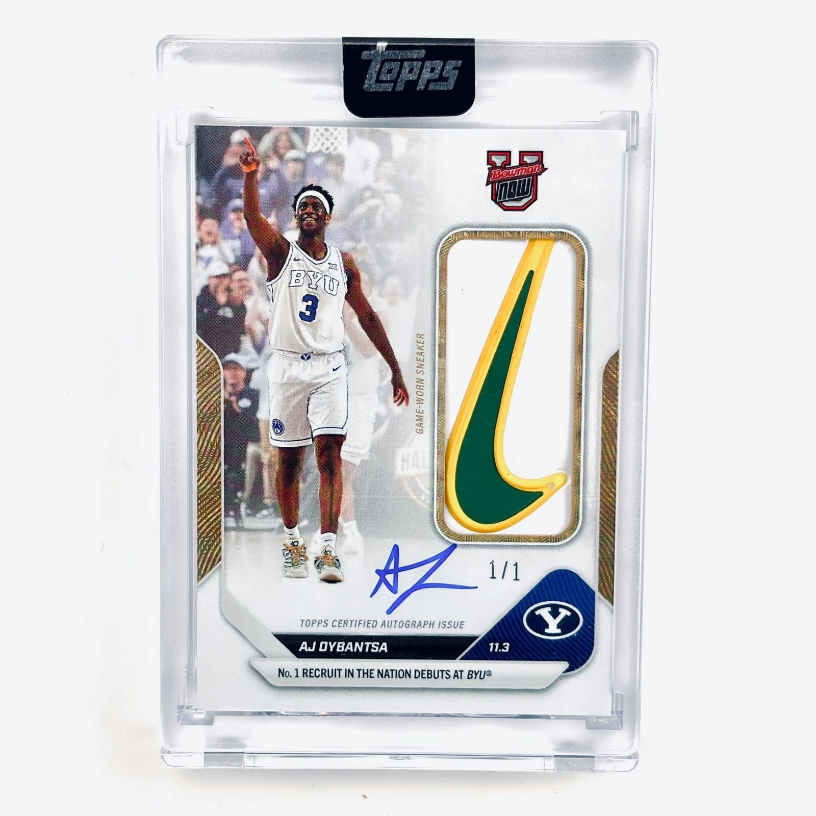 2025 Bowman U Now AJ Dybantsa #1 Foilfractor Relic Auto 1/1 Rookie Card