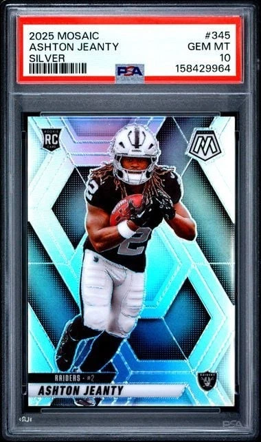 Graded 2025 Mosaic Ashton Jeanty #345 Silver RC Football Card PSA 10