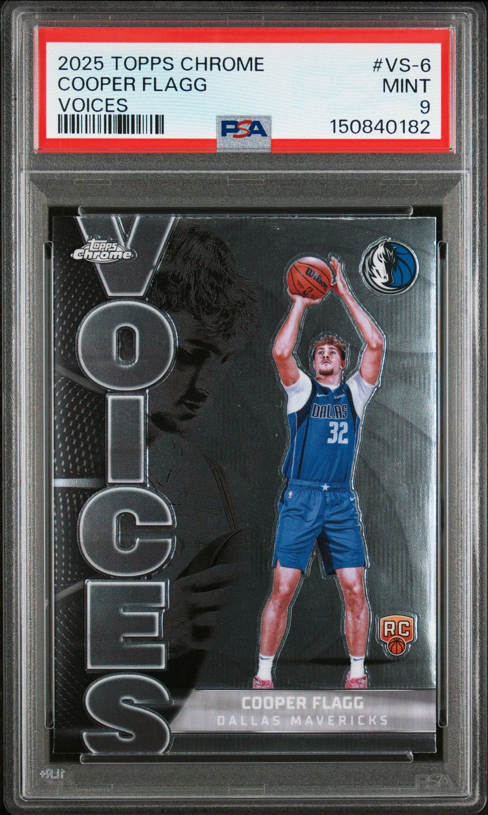 Graded 2025 Topps Chrome Cooper Flagg #VS6 Voices RC Basketball Card PSA 9