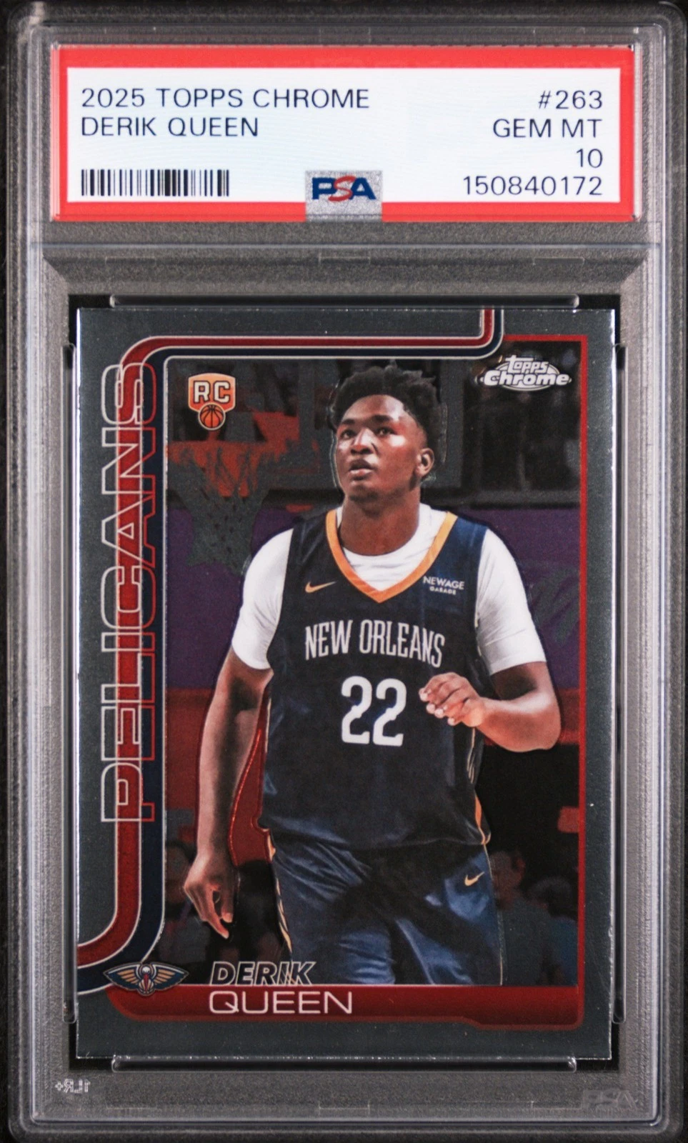 Graded 2025 Topps Chrome Derik Queen #263 Rookie RC Basketball Card PSA 10