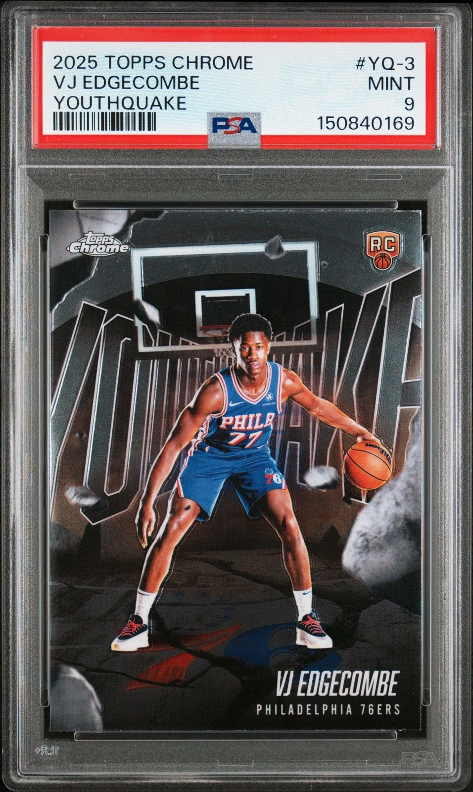 Graded 2025 Topps Chrome VJ Edgecombe #YQ3 Youthquake Rookie Card PSA 9