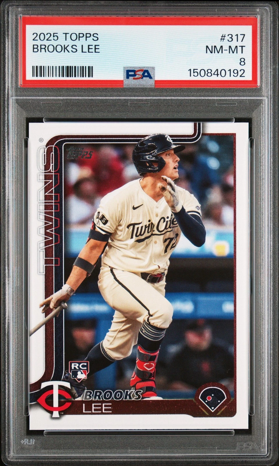 Graded 2025 Topps Brooks Lee #317 Rookie RC Baseball Card PSA 8 Near Mint