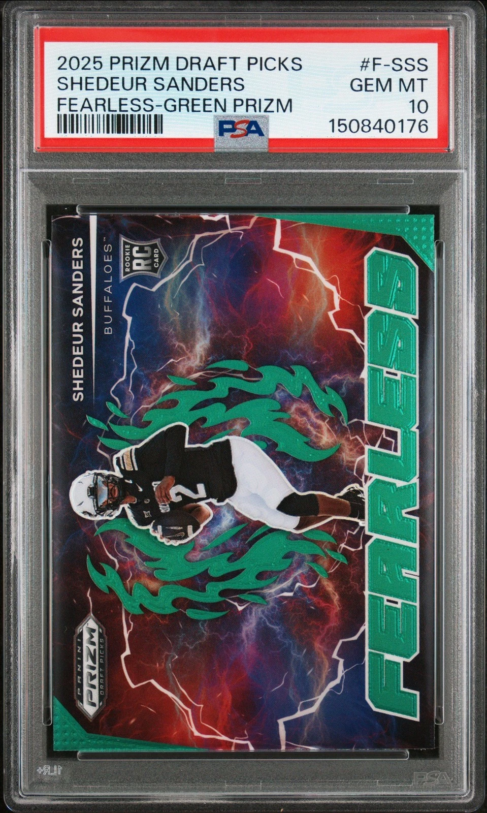 Graded 2025 Prizm DP Shedeur Sanders #FSSS Green RC Football Card PSA 10