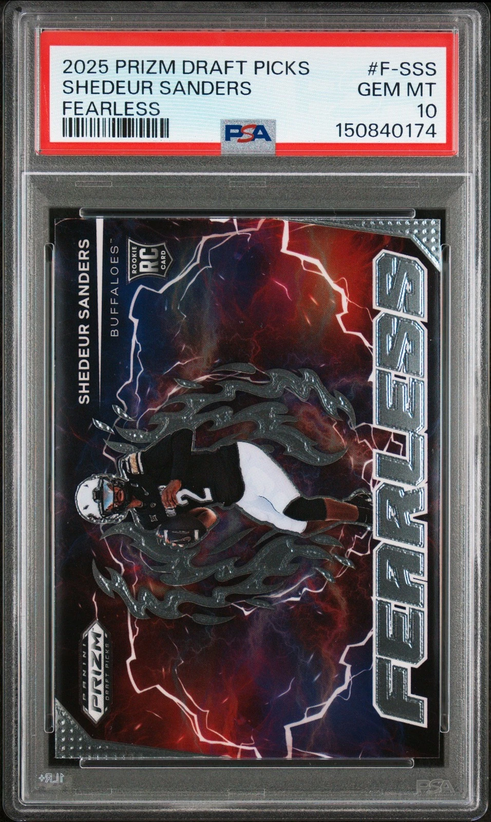 Graded 2025 Prizm DP Shedeur Sanders #FSSS Fearless RC Football Card PSA 10