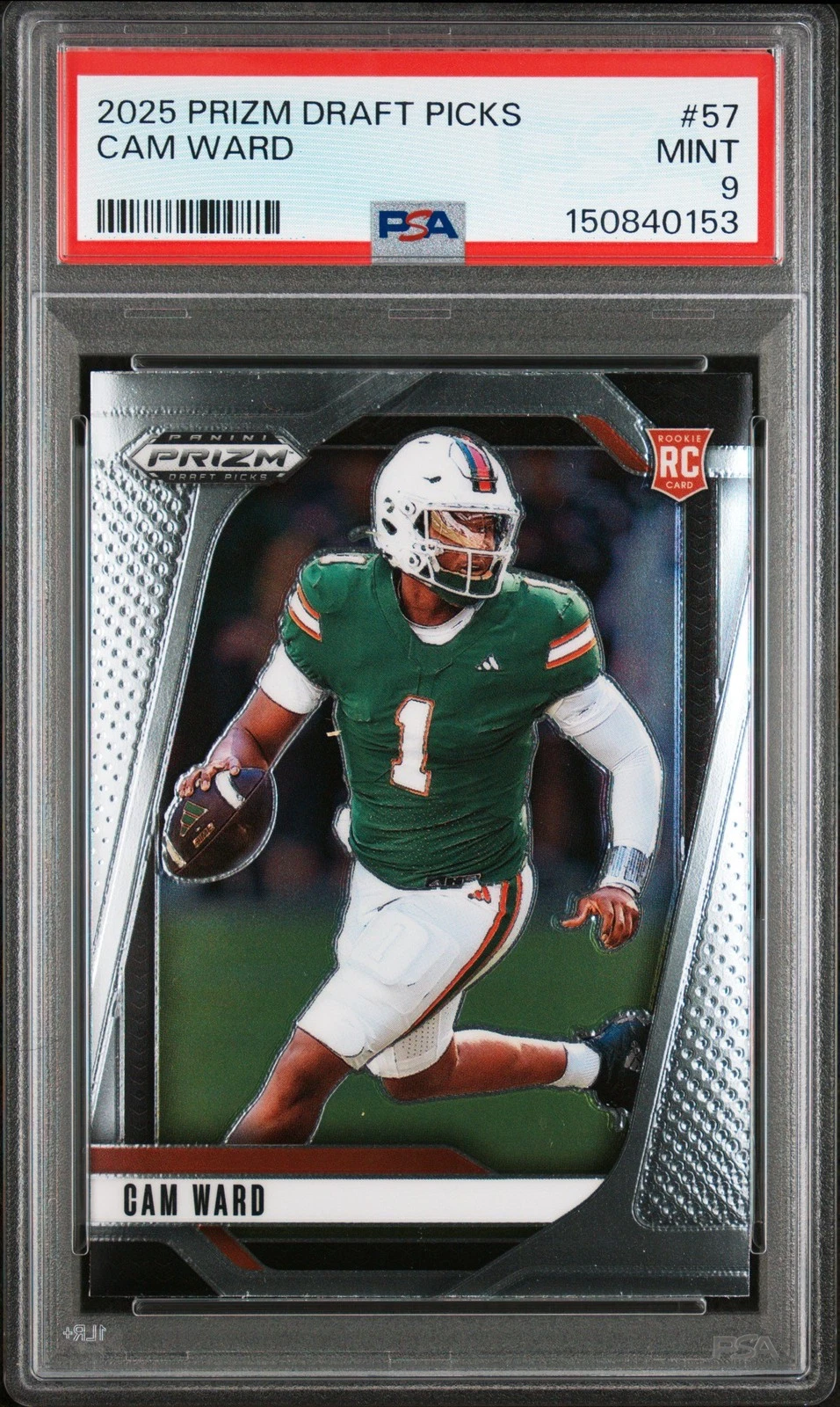 Graded 2025 Prizm DP Cam Ward #57 Rookie RC Football Card PSA 9