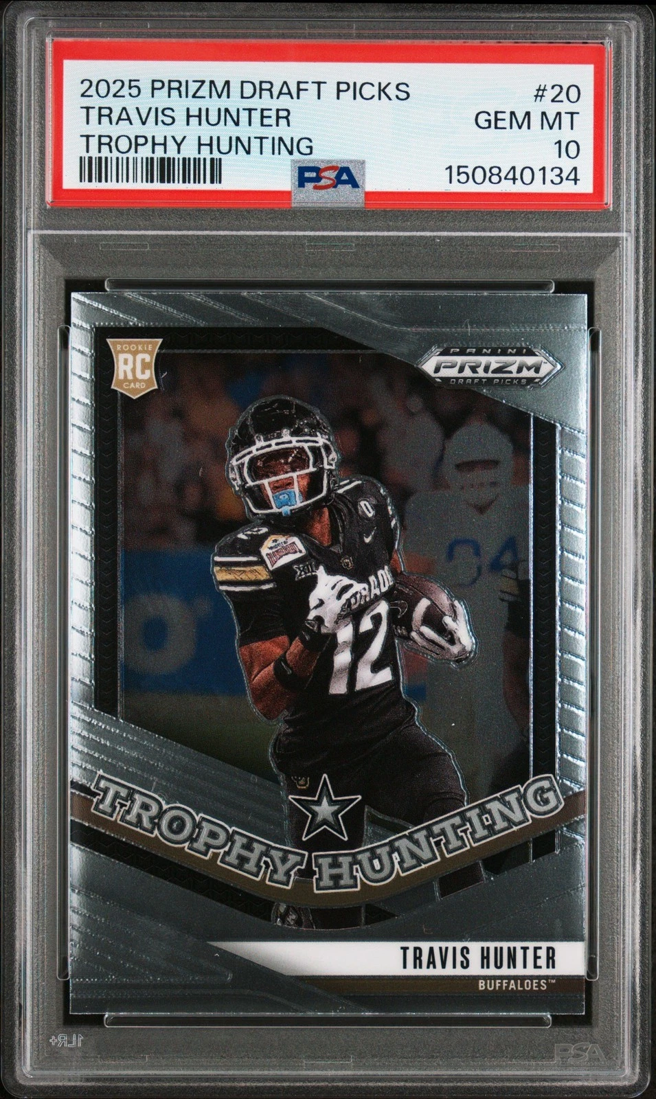 Graded 2025 Prizm DP Travis Hunter #20 Trophy Hunting RC Card PSA 10