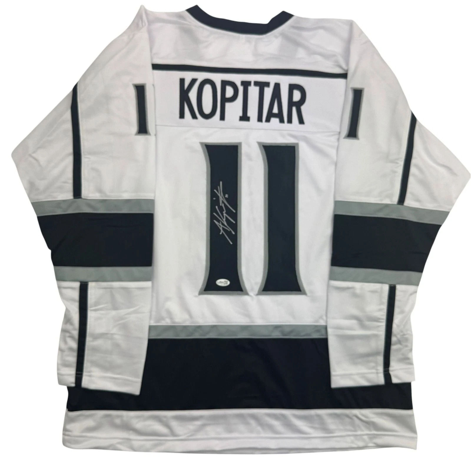 Autographed/Signed Anze Kopitar Los Angeles White Hockey Jersey JSA COA