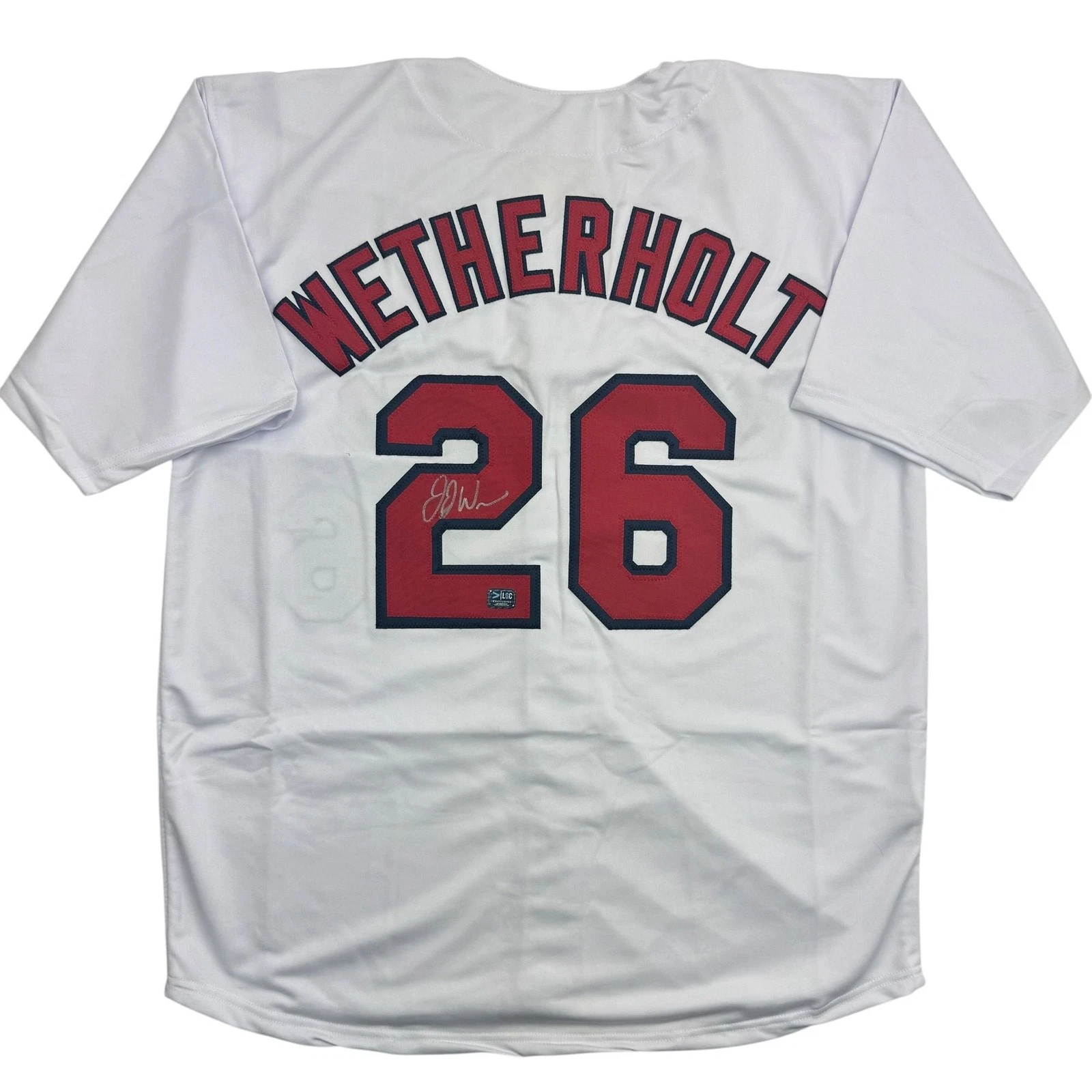 Autographed/Signed J.J. JJ Wetherholt St. Louis White Jersey LCG Prova COA
