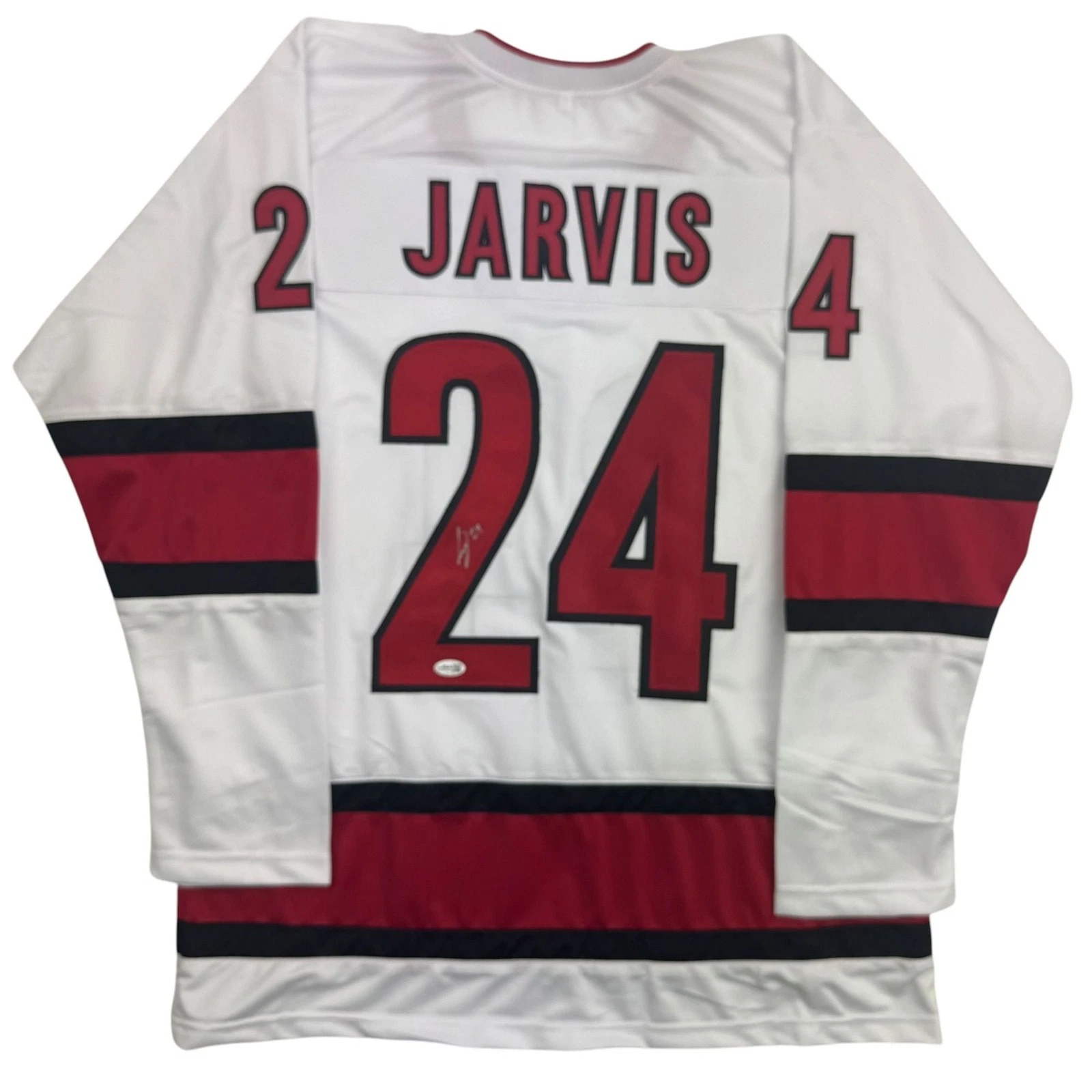 Autographed/Signed Seth Jarvis Carolina White Hockey Jersey JSA COA