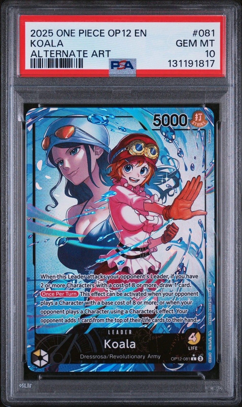 Graded 2025 One Piece Koala 081 Alt Art Trading Card Game PSA 10 Gem Mint