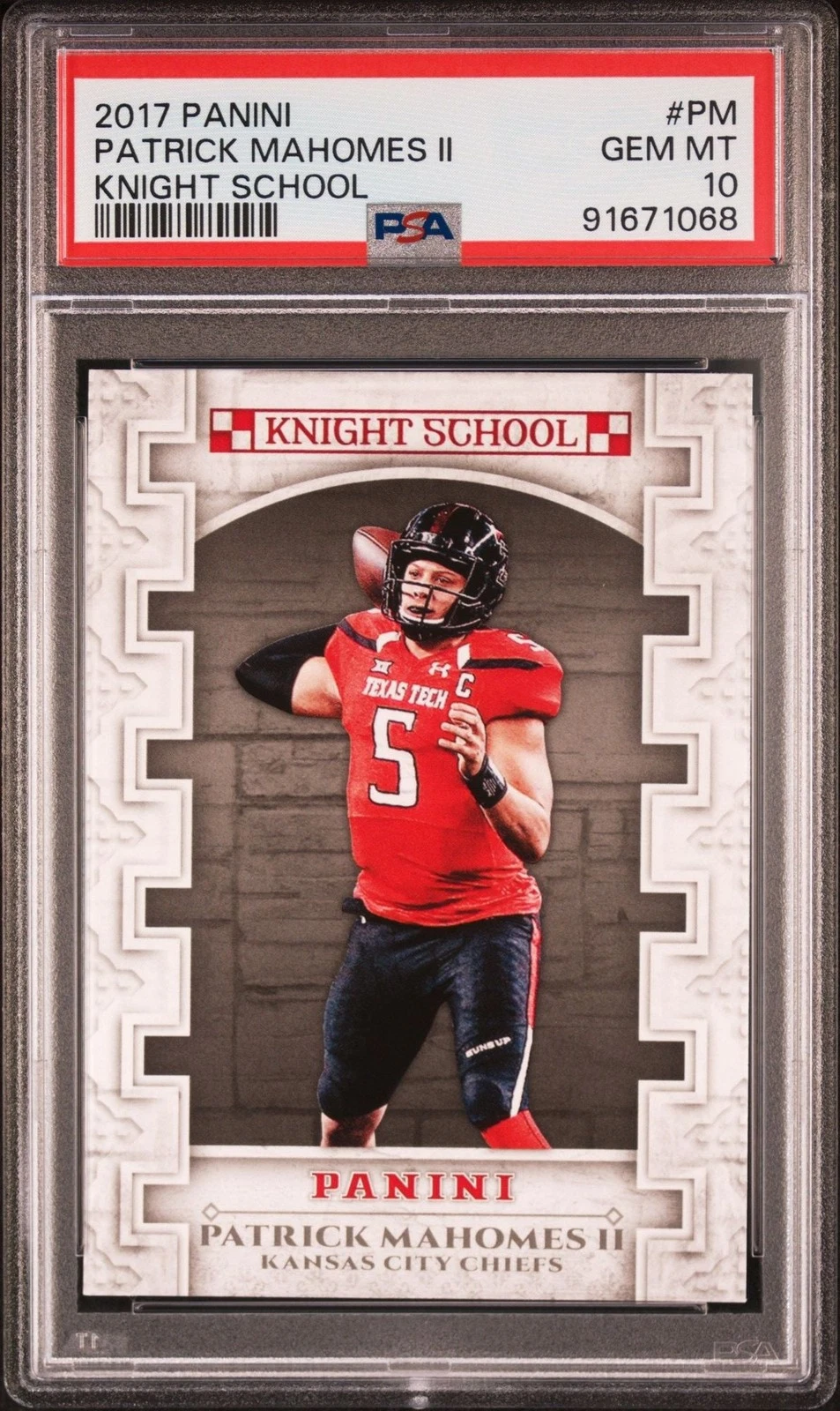 Graded 2017 Panini Patrick Mahomes #PM Knight School Rookie RC Card PSA 10