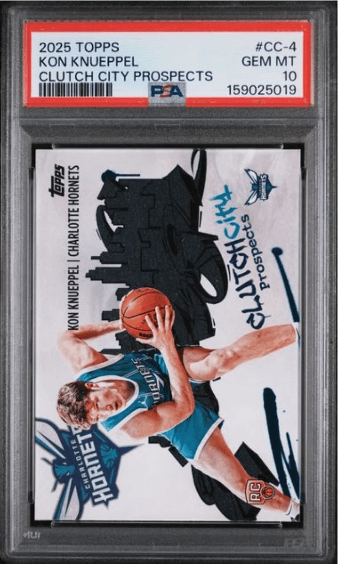 Graded 2025 Topps Kon Knueppel #CC4 Clutch City Prospects RC Card PSA 10