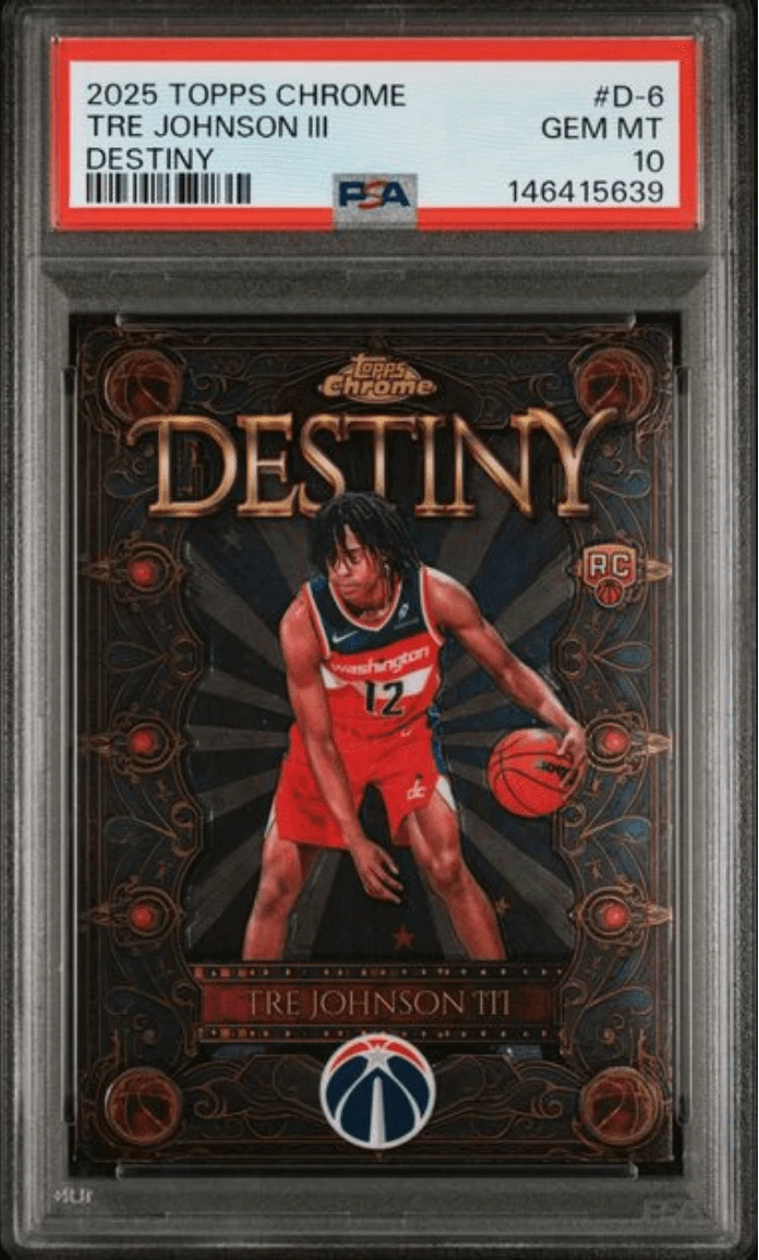 Graded 2025 Topps Chrome Tre Johnson III #D6 Destiny Rookie RC Card PSA 10