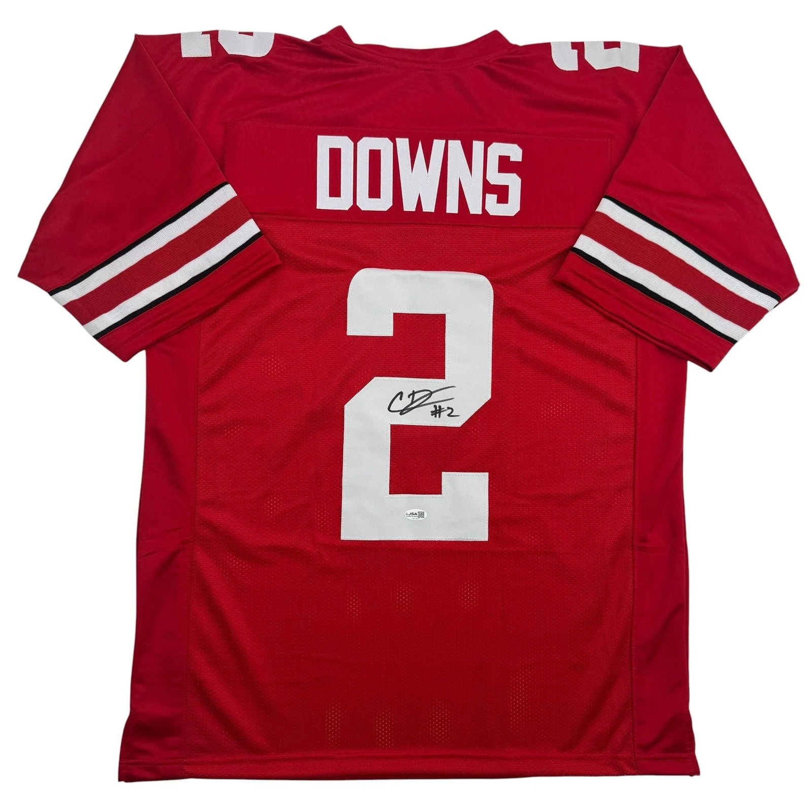 Autographed/Signed Caleb Downs Ohio State Red Football Jersey JSA COA