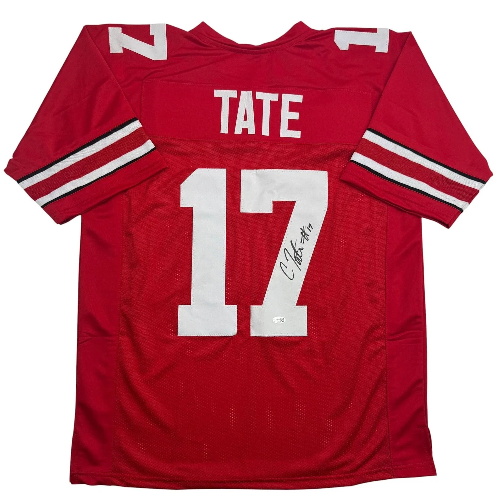 Autographed/Signed Carnell Tate Ohio State Red College Football Jersey JSA COA