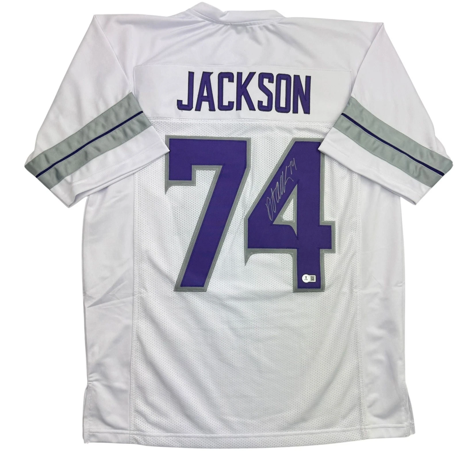 Autographed/Signed Donovan Jackson Minnesota White Football Jersey BAS COA