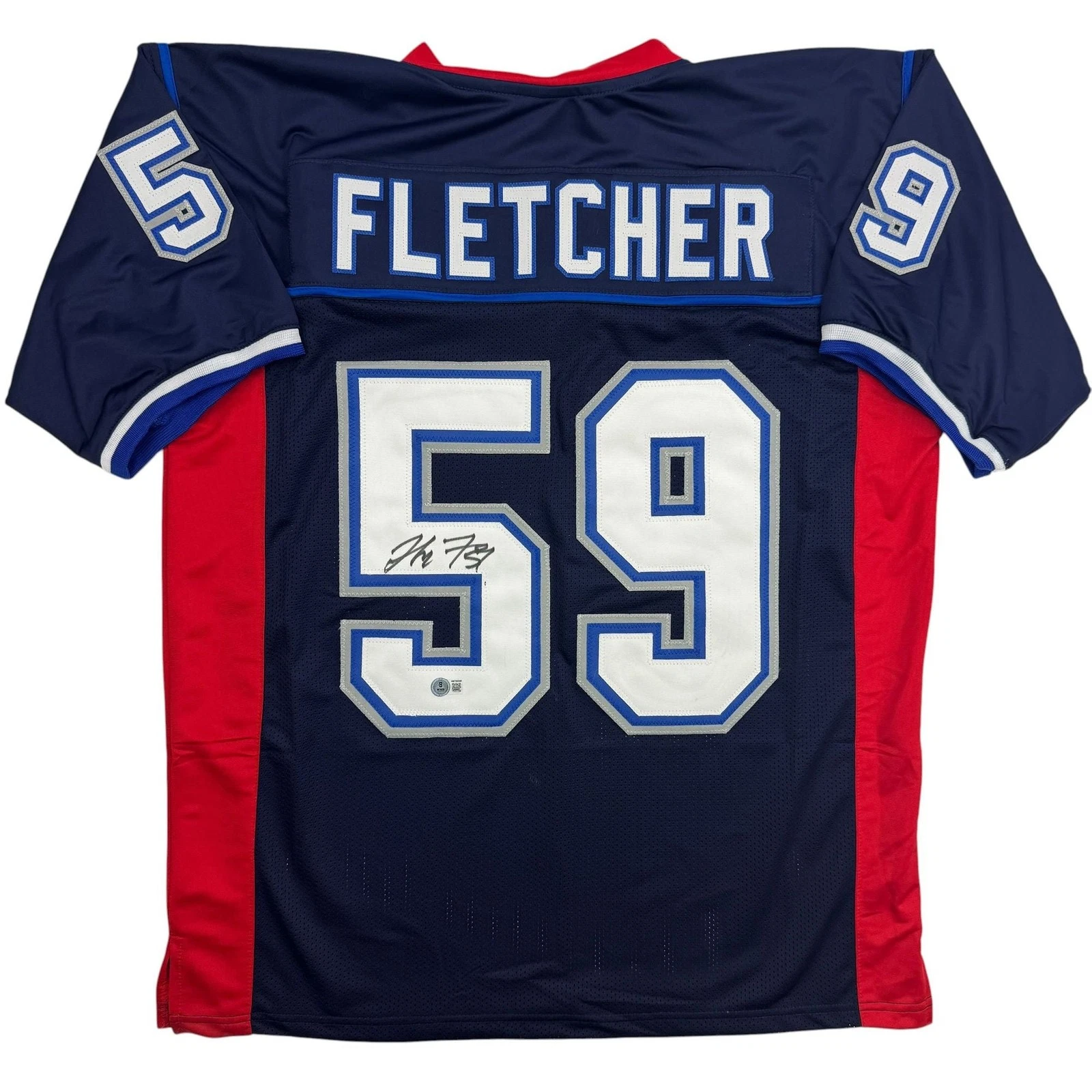 Autographed/Signed London Fletcher Buffalo Blue Football Jersey Beckett COA