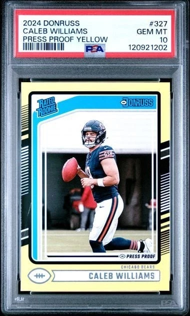 Graded 2024 Donruss Caleb Williams #327 Press Proof Yellow Rookie RC PSA 10