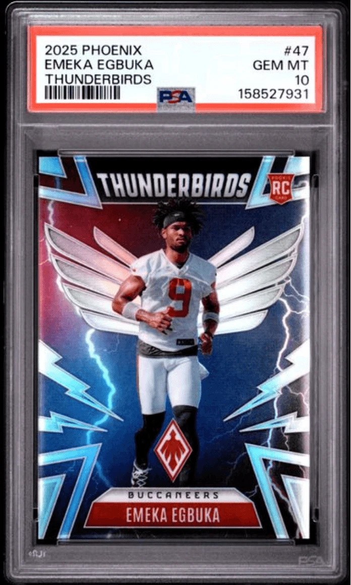 Graded 2025 Phoenix Emeka Egbuka #47 Thunderbirds RC Football Card PSA 10
