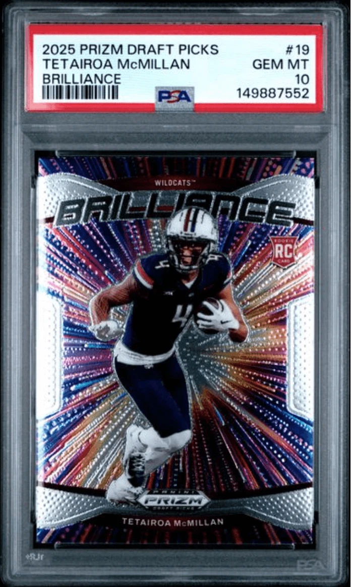 Graded 2025 Prizm DP Tetairoa McMillan #8 19 Brilliance Rookie Card PSA 10