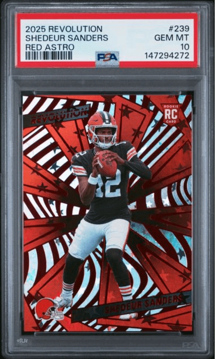 Graded 2025 Revolution Shedeur Sanders #239 Red Astro Rookie Card PSA 10