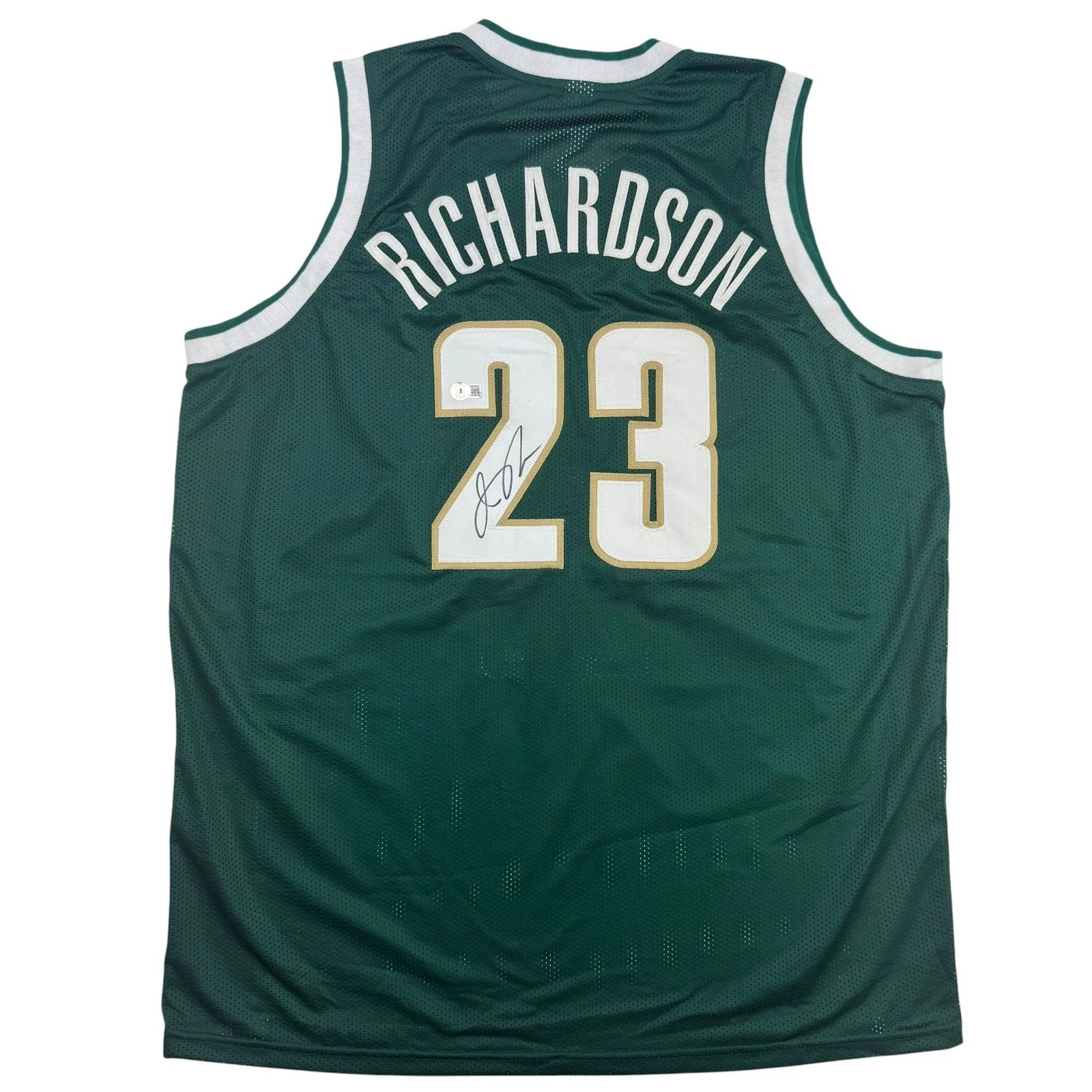 Autographed/Signed Jason Richardson Michigan State Green Jersey BAS COA