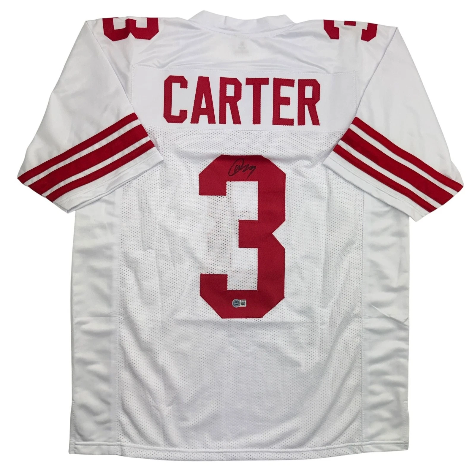 Autographed/Signed Abdul Carter New York White Football Jersey BAS COA