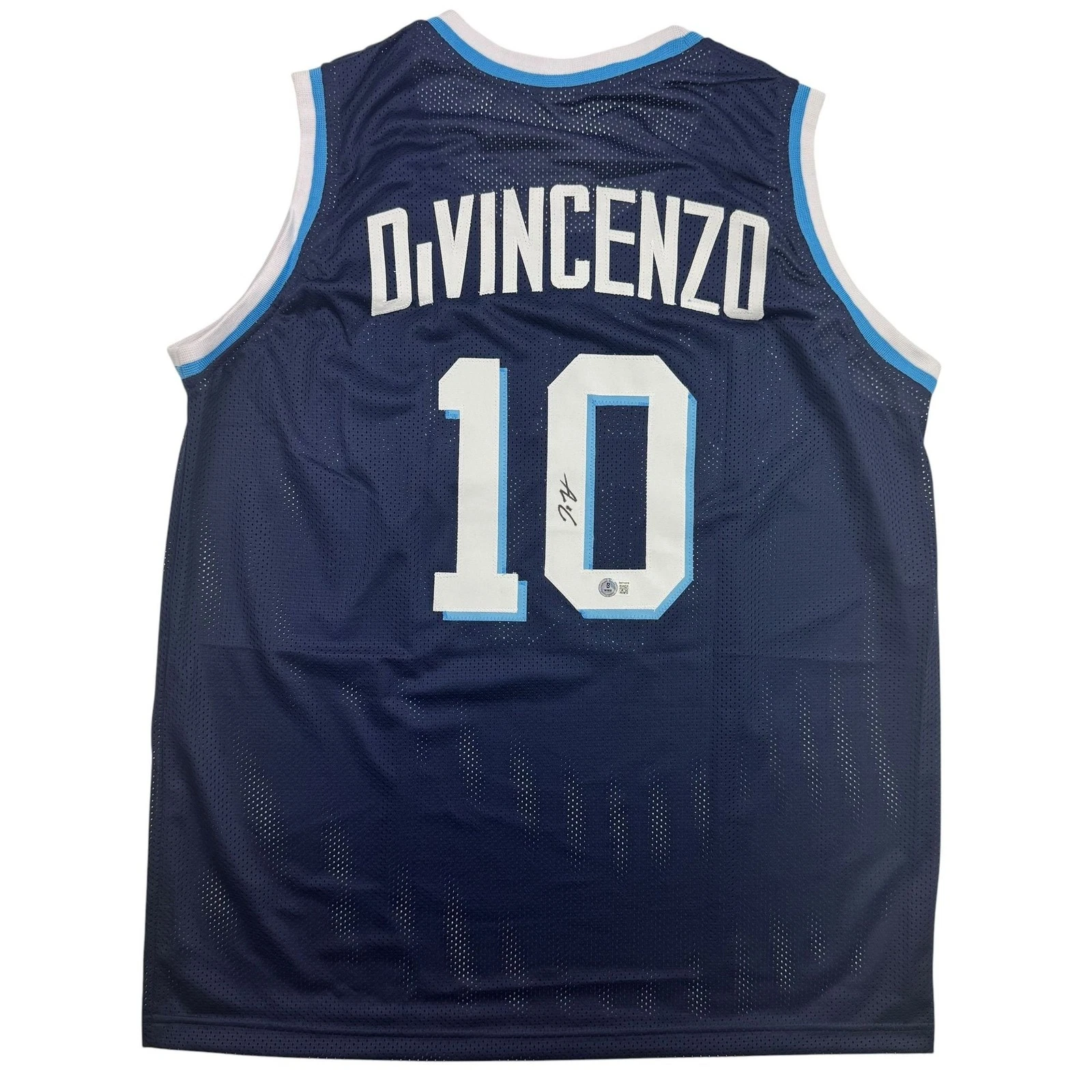 Autographed/Signed Donte DiVincenzo Villanova Blue College Jersey BAS COA