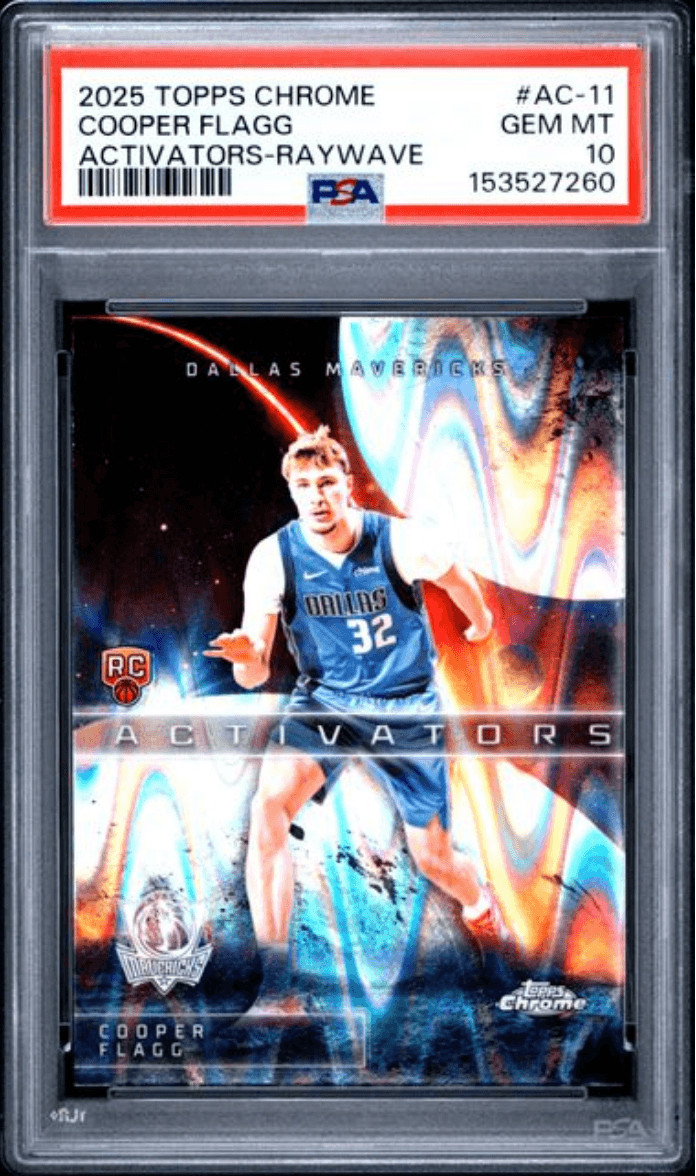 Graded 2025 Topps Chrome Cooper Flagg #AC11 Raywave Rookie Card PSA 10