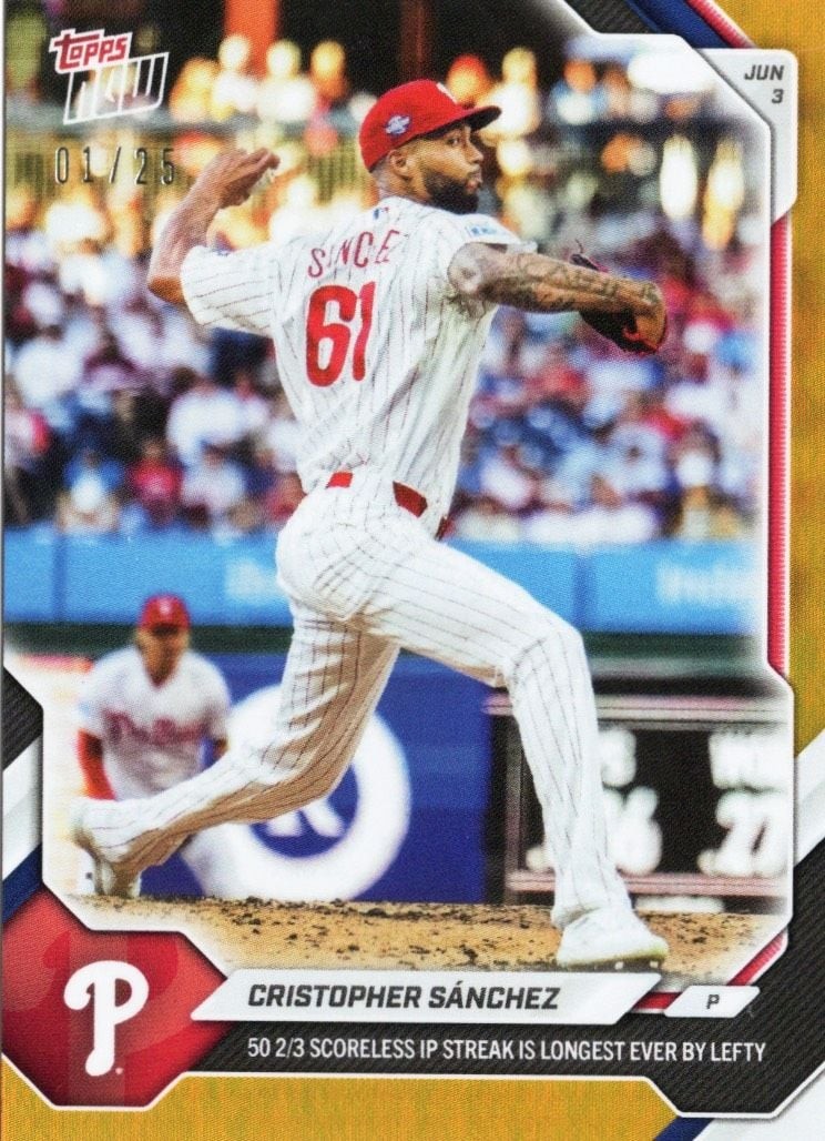 2026 Topps Now Cristopher Sanchez #283 Orange Foil /25 Baseball Card